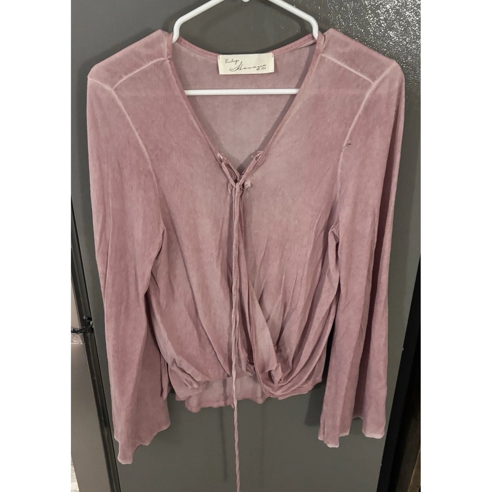 Vintage Havana Lace Up Front Top Women's Large Dusty Pink Boho Hippie Shirt